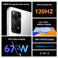 Globalna wersja Xiaomi Redmi Note 11 Pro Smartphone 64/128GB MTK Helio G96 Octa Core 108MP kamery 120Hz wyświetlacz 67W szybkie ładowanie 3